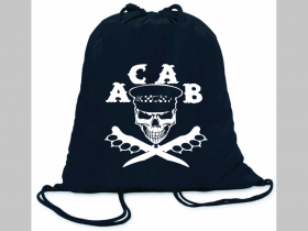 A.C. A. B. ľahké sťahovacie vrecko ( batôžtek / vak ) s čiernou šnúrkou, 100% bavlna 100 g/m2, rozmery cca. 37 x 41 cm